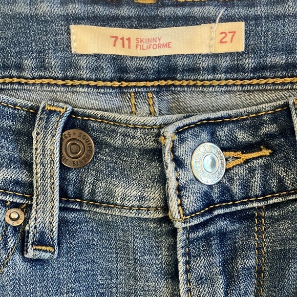 Women’s w28L31.5” Levi's red tab Blue denim Straight Leg Jeans skinny filiforme - Picture 3 of 15